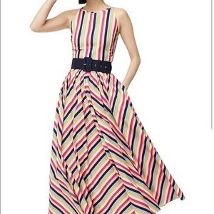 J Crew Striped Multi Colored Belted Corinna Dress With Pockets